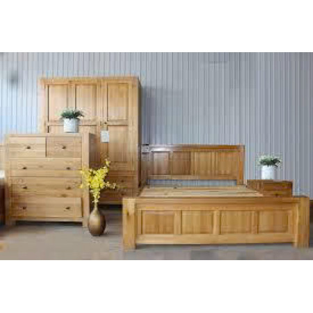 Chunky Oak - Nệm 1m6 x 2m : Giường Ngủ Gỗ Sồi Chân Trụ